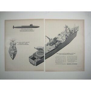 General Dynamics Amphibious Assault Center Ship Submarine 1967 Print Ad READ